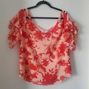 Gibson + Latimar floral drop sleeve blouse